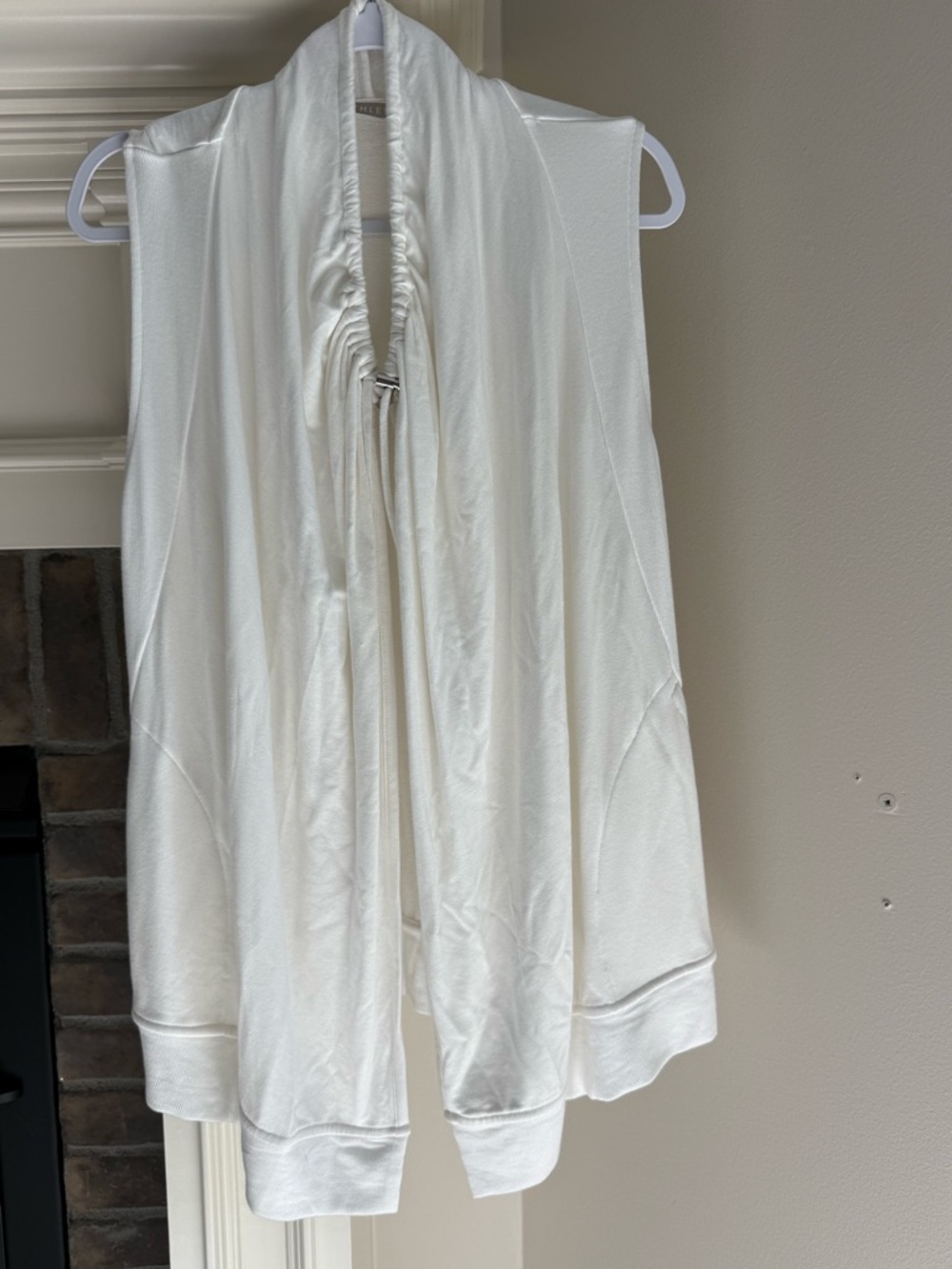 Athleta White Sleeveless Draped Open-Front Vest